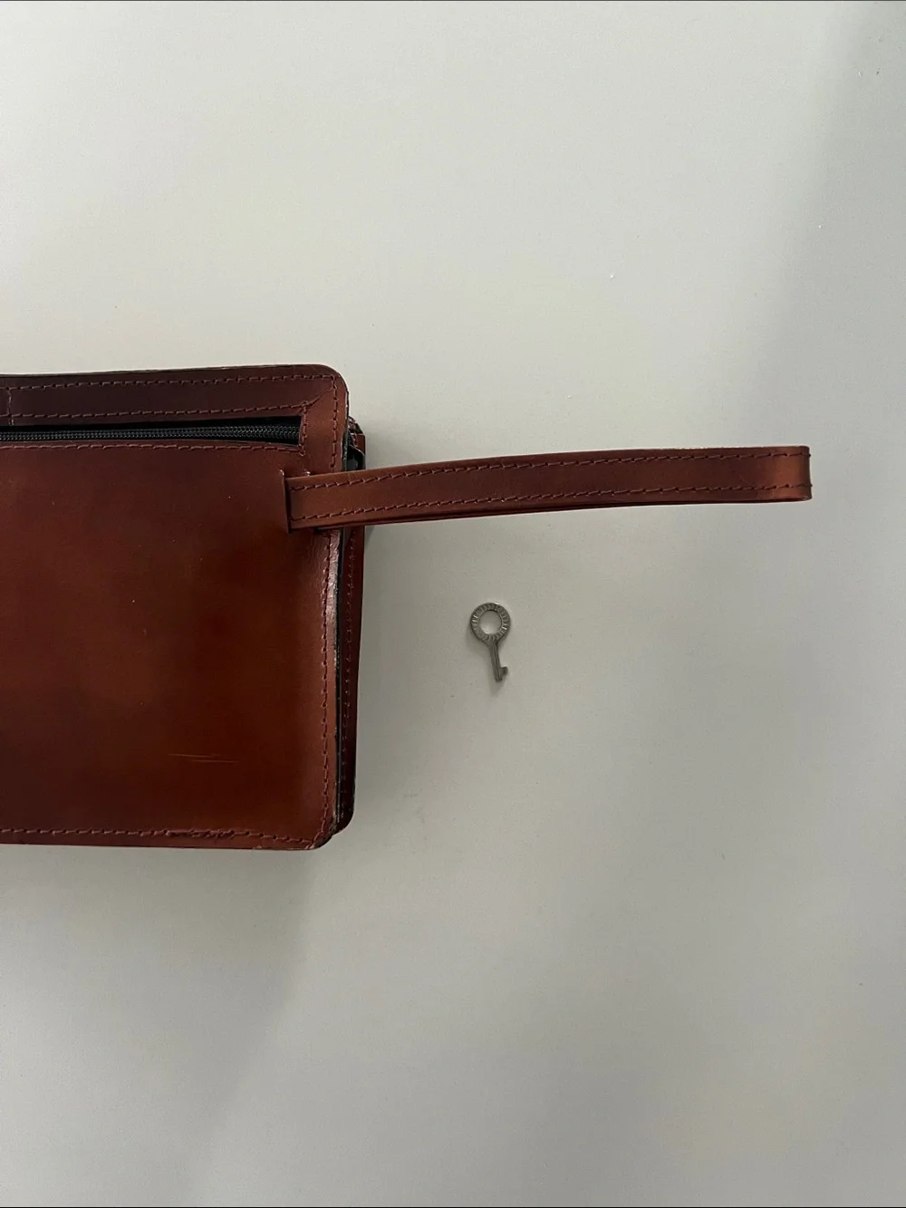 Classic Brown Leather Men's Lock Clutch
